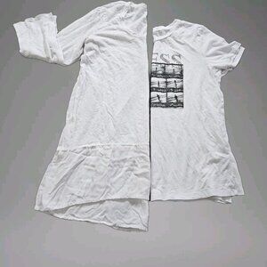 Top Womens M Lot of 2 White Anthro Left Of Centre Guess Graphic Print Coastal